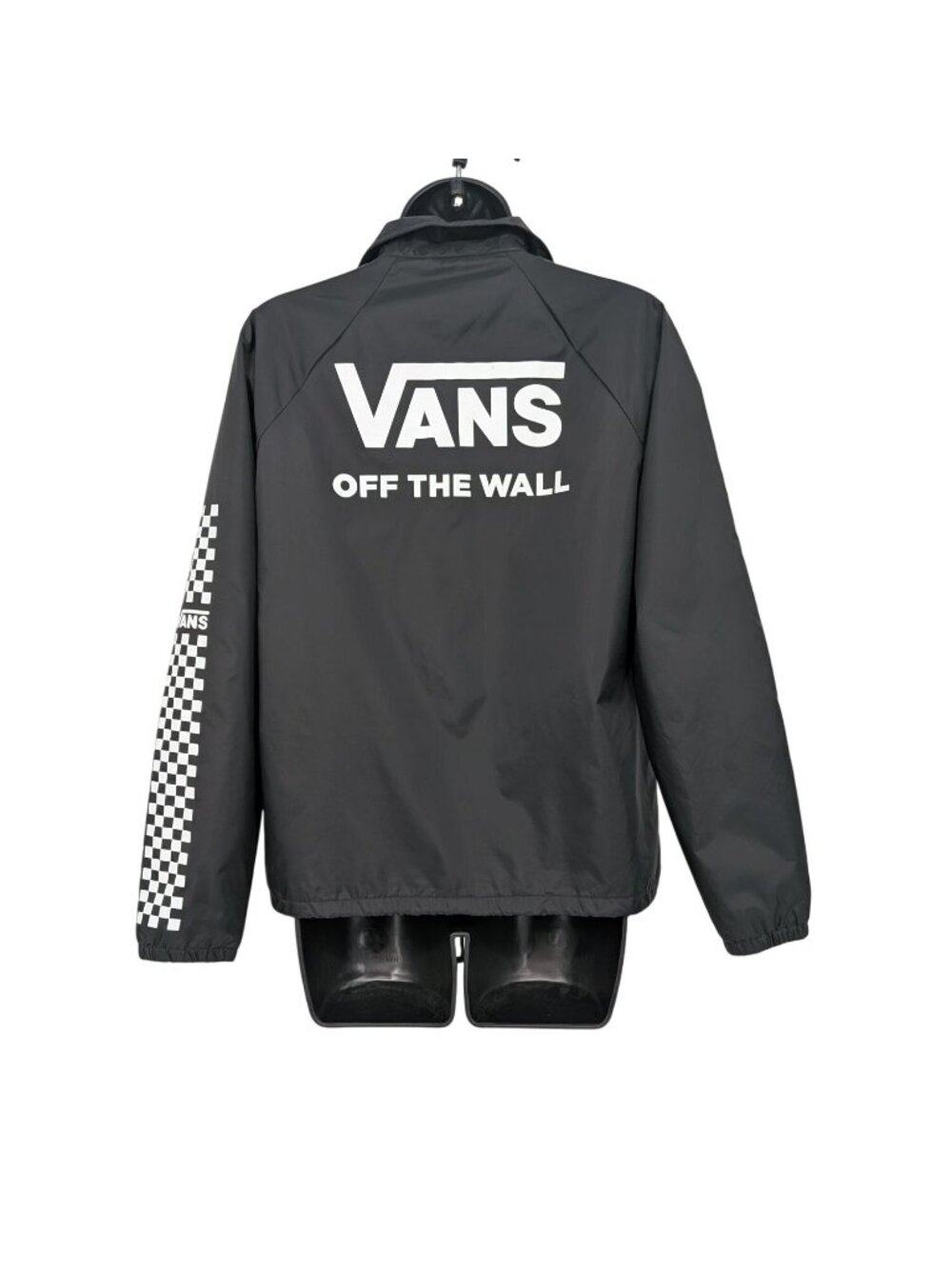 Vans Coach Jacket Black Checkerboard Logo Windbreaker Streetwear Skater XSmall